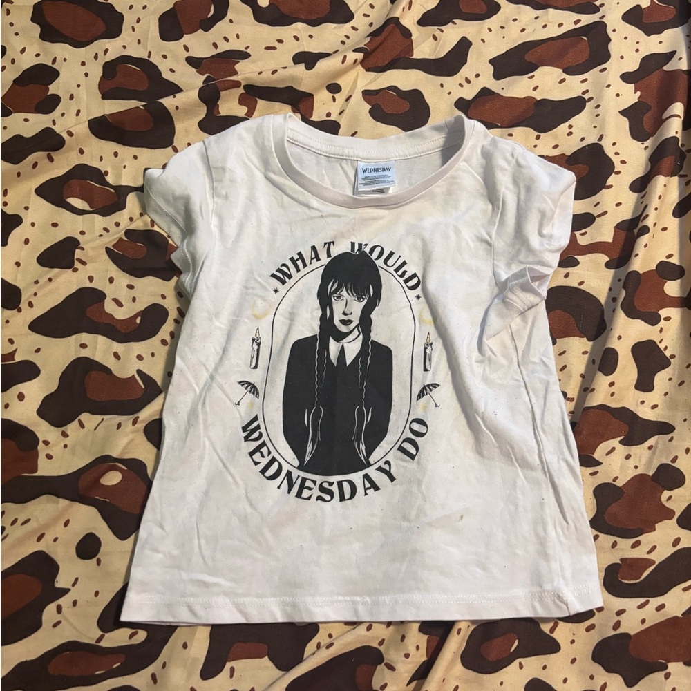 MAD Engine White Kids Tee with Wednesday Graphic